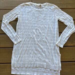 LOFT Oversized Light Grey Striped Sweater